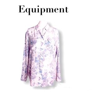 Equipment Silk Button Down Rose Print Blouse